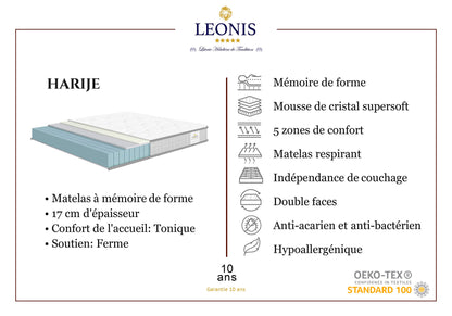 Matelas mousse mémoire de forme - HARIJE 17 cm