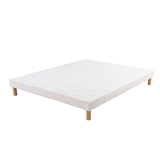 Upholstered bed base - H 28 or 35 cm of your choice - White fabric - ESSENTIAL