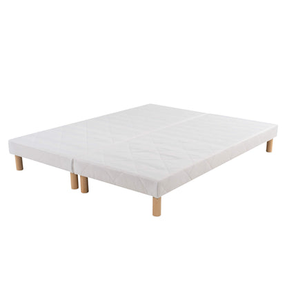 Upholstered bed base - H 28 or 35 cm of your choice - White fabric - ESSENTIAL