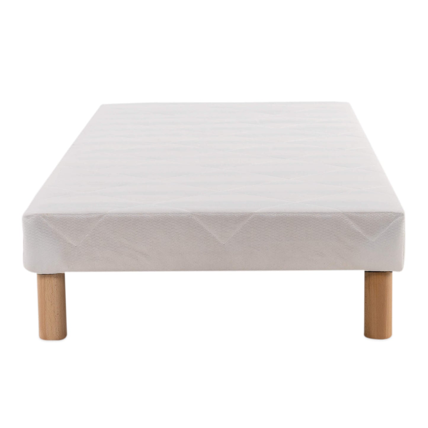 Upholstered bed base - H 28 or 35 cm of your choice - White fabric - ESSENTIAL