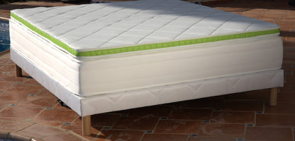 Upholstered bed base - H 28 or 35 cm of your choice - White fabric - ESSENTIAL